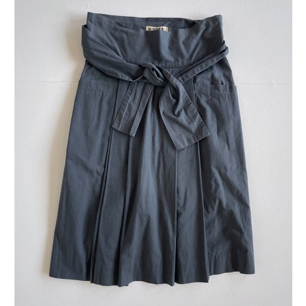 Vtg 80s Jungle Jap Paris KENZO Gray Cotton Wrap Skirt M / Designer Avant Garde
